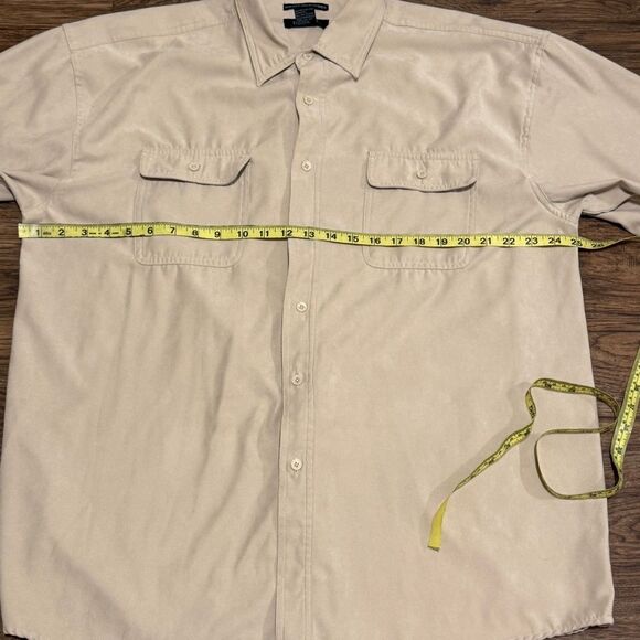 Bruno Sueded Microfiber Long Sleeve Button-Up Shirt Cream Beige Size XL - Picture 9 of 11